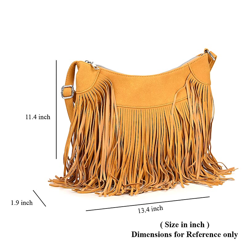 Brown Faux Leather Shoulder Bag with Tassel