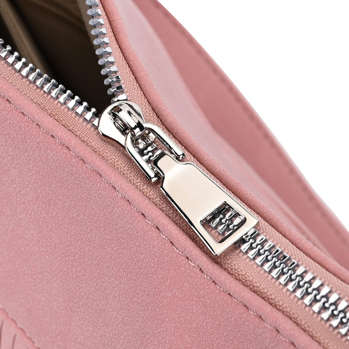 Pink Faux Leather Shoulder Bag with Tassel image number 5