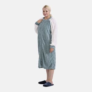 Seafoam Polyester Fluffy Embossed Zip-up House Lounger Robe 