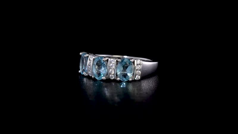 AAA Betroka Blue Apatite, Moissanite Ring in Rhodium Over Sterling Silver (Size 10.0) 1.70 ctw