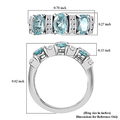 AAA Betroka Blue Apatite and Moissanite 1.70 ctw Ring in Rhodium Over Sterling Silver (Size 10.0)