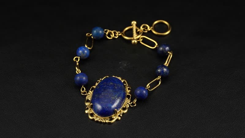 Lapis Lazuli Bracelet in ION Plated YG Stainless Steel (7.50-9.0In) 13.00 ctw