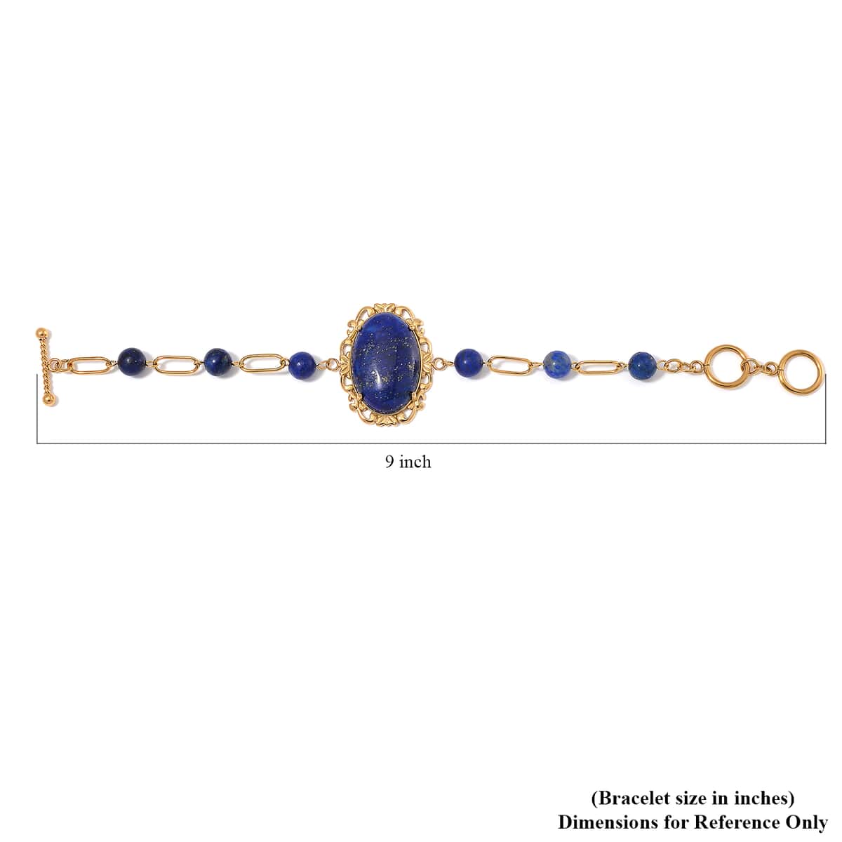 Lapis Lazuli 13.00 ctw Bracelet in ION Plated YG Stainless Steel (7.50-9.0In) image number 5