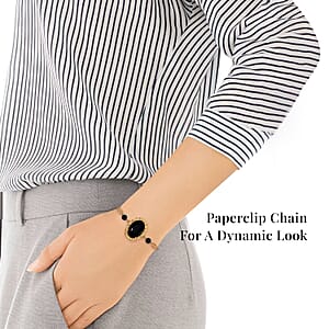 Black Onyx 13.00 ctw Bracelet in ION Plated YG Stainless Steel (7.50-9.0In)
