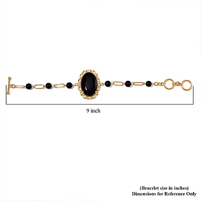 Black Onyx 13.00 ctw Bracelet in ION Plated YG Stainless Steel (7.50-9.0In)