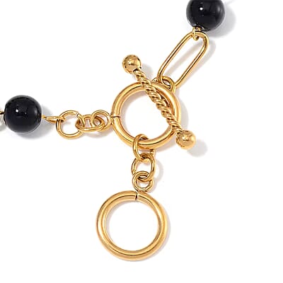 Black Onyx 13.00 ctw Bracelet in ION Plated YG Stainless Steel (7.50-9.0In)