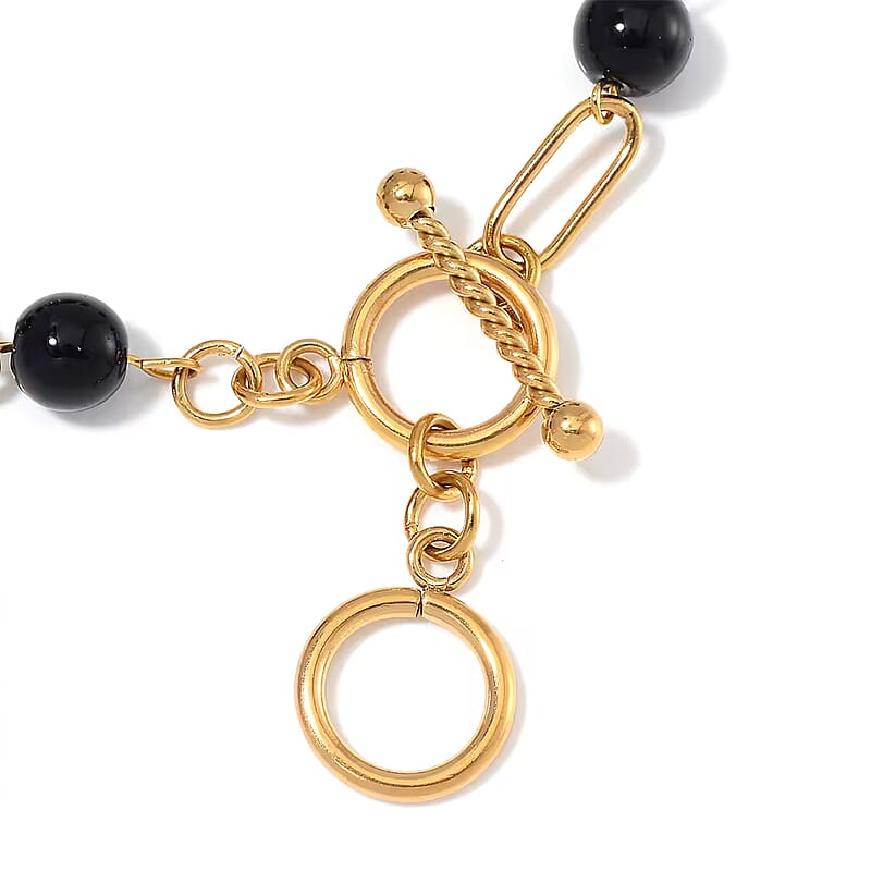 Black Onyx 13.00 ctw Bracelet in ION Plated YG Stainless Steel (7.50-9.0In)