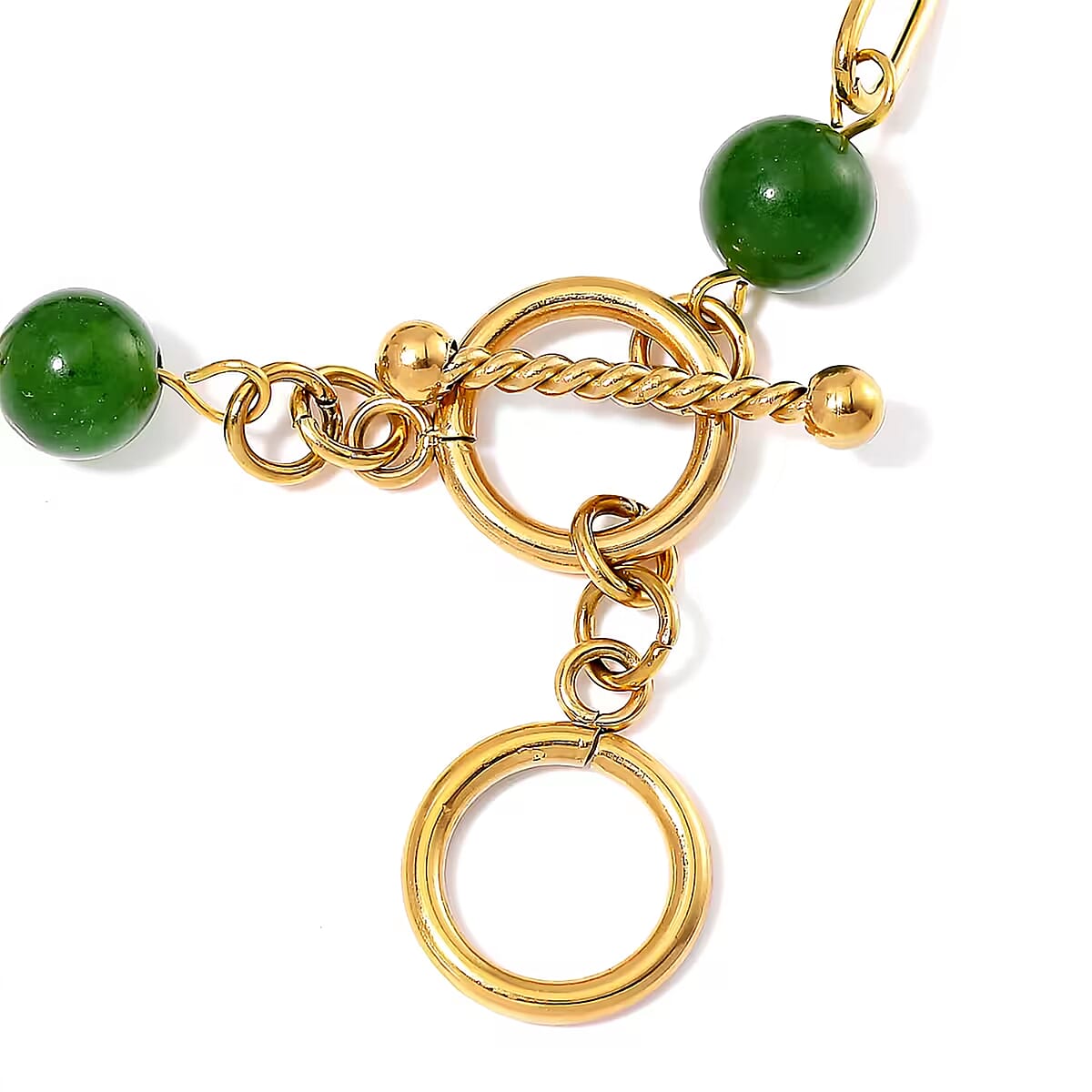 Green Onyx 13.00 ctw Bracelet in ION Plated YG Stainless Steel (7.50-9.0In) image number 8