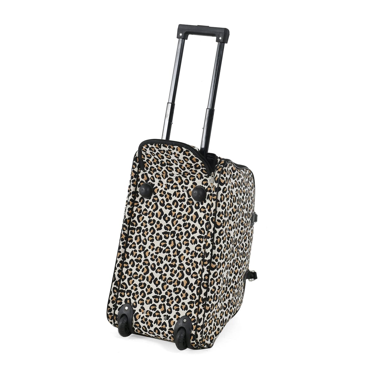 Set of 2 Leopard Print Pattern Wheeled Duffel Travel Bag image number 2