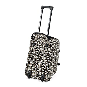 Set of 2 Leopard Print Pattern Wheeled Duffel Travel Bag