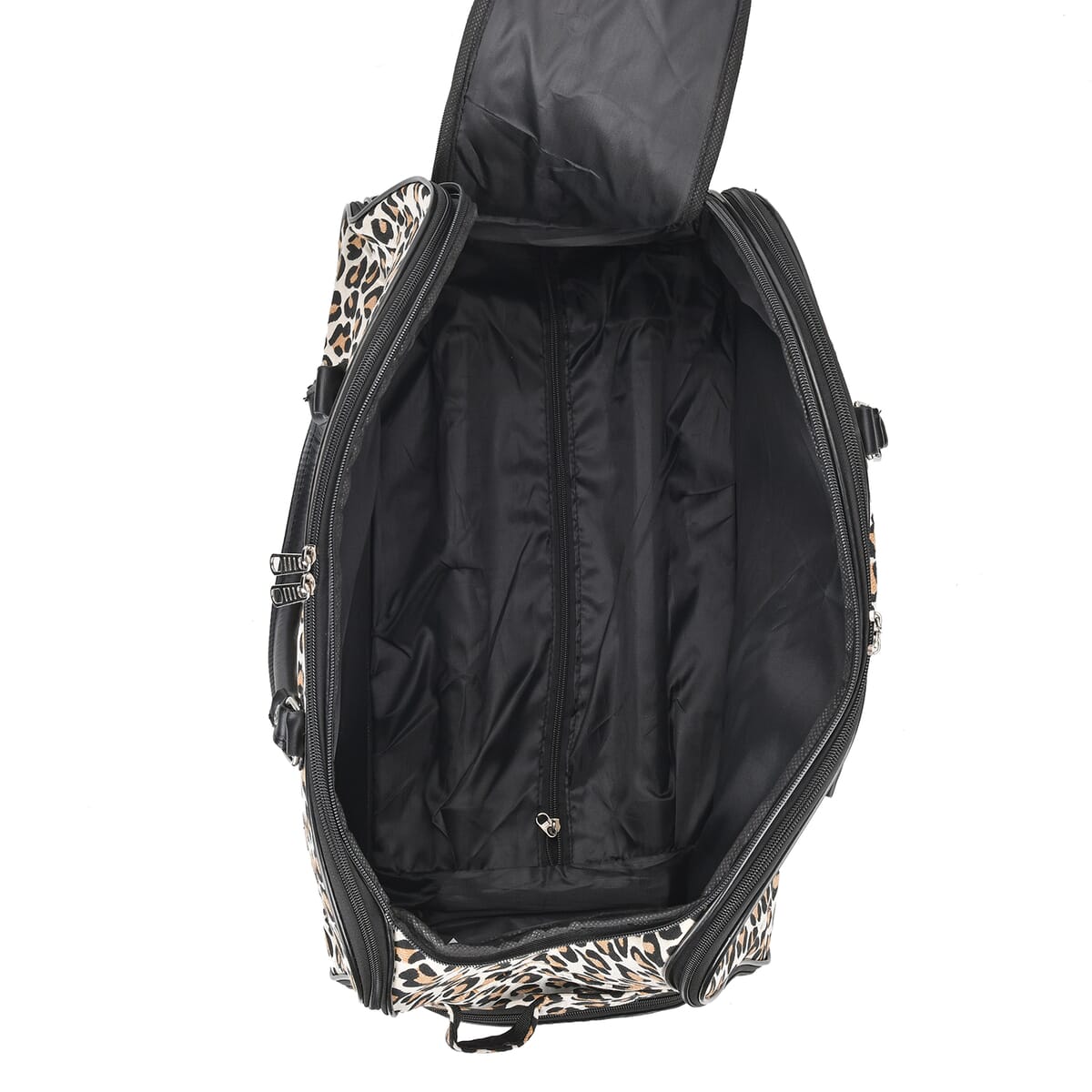 Set of 2 Leopard Print Pattern Wheeled Duffel Travel Bag image number 5