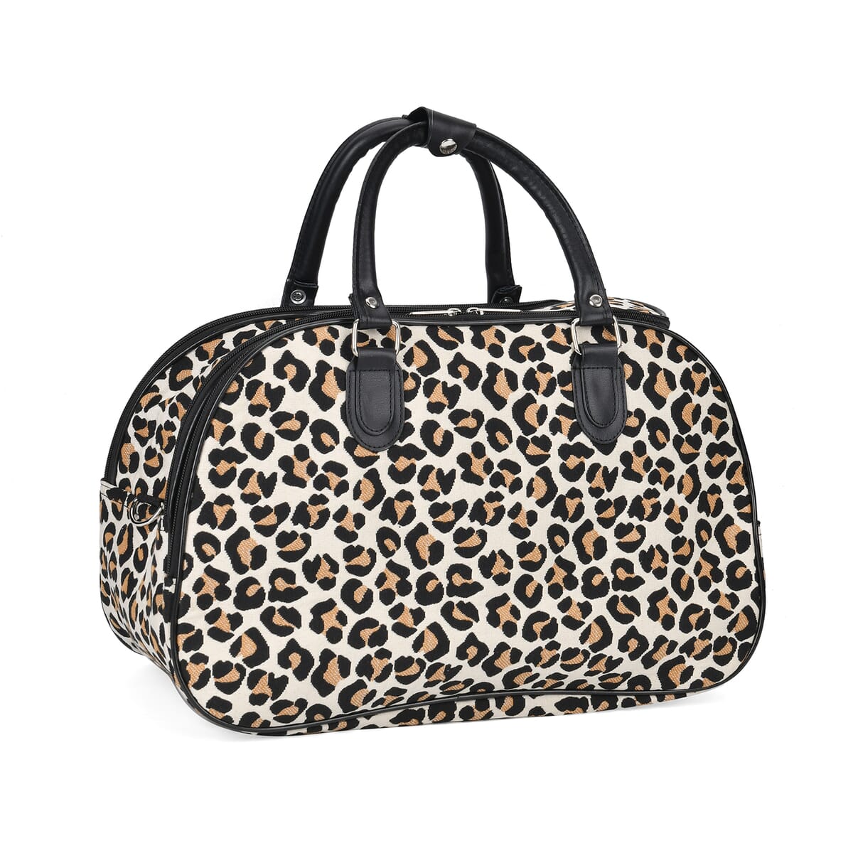 Set of 2 Leopard Print Pattern Wheeled Duffel Travel Bag image number 8