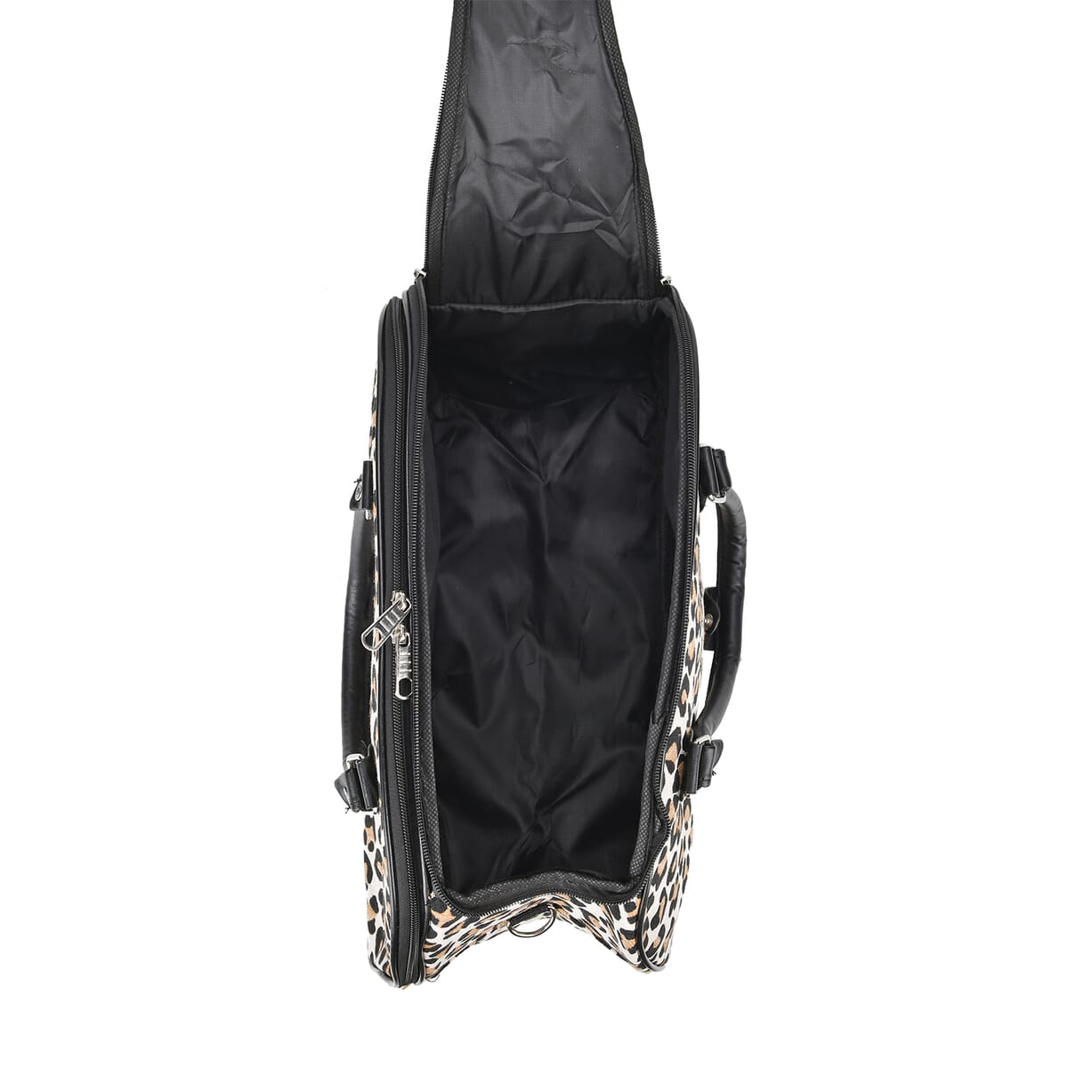 Set of 2 Leopard Print Pattern Wheeled Duffel Travel Bag image number 9