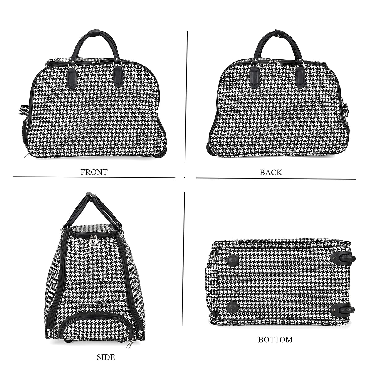 Set of 2 Plinth Pattern Wheeled Duffel Travel Bag image number 3