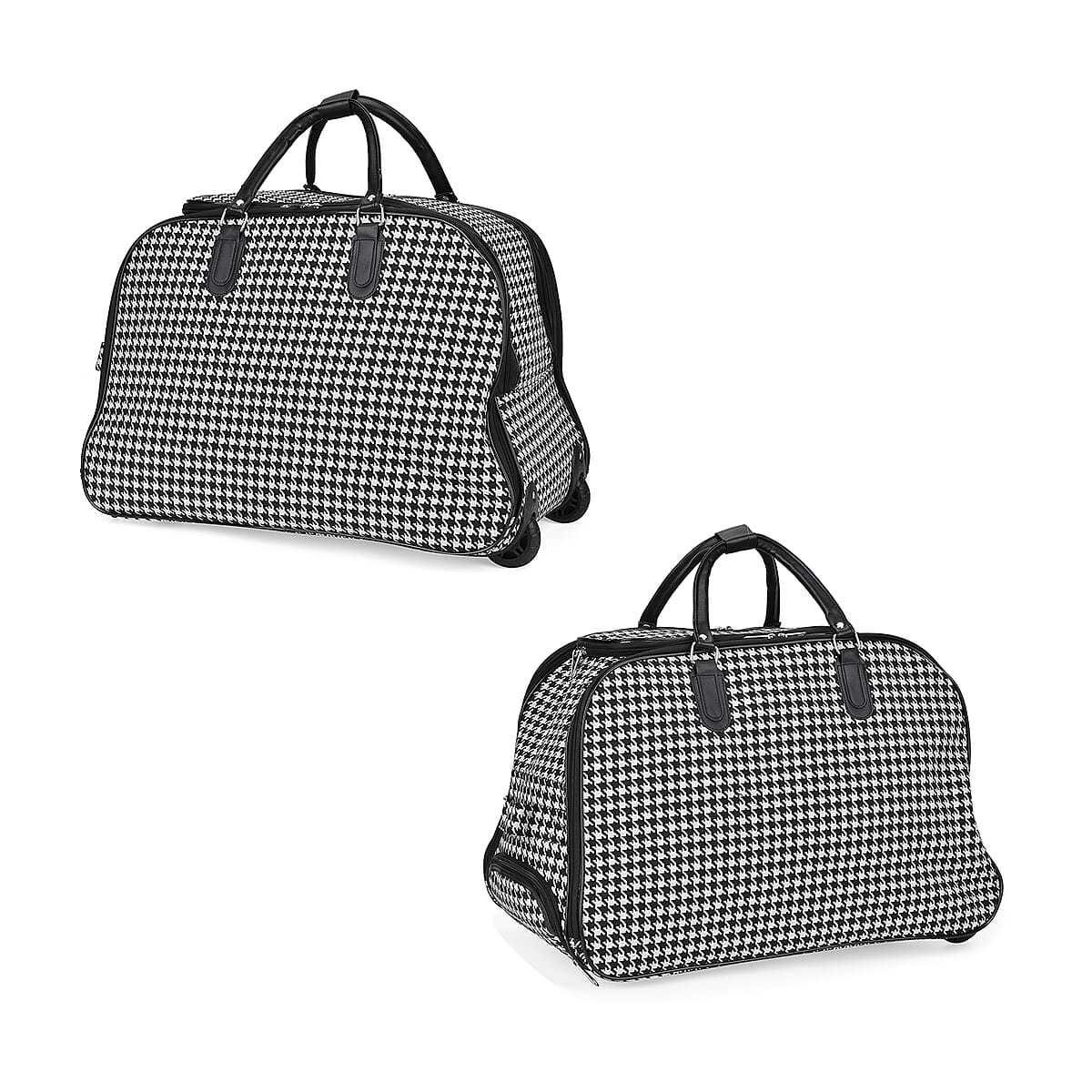 Set of 2 Plinth Pattern Wheeled Duffel Travel Bag image number 4