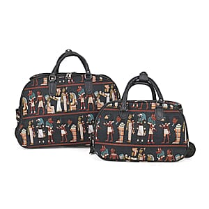 Set of 2 Greek Fresco Pattern Wheeled Duffel Travel Bag