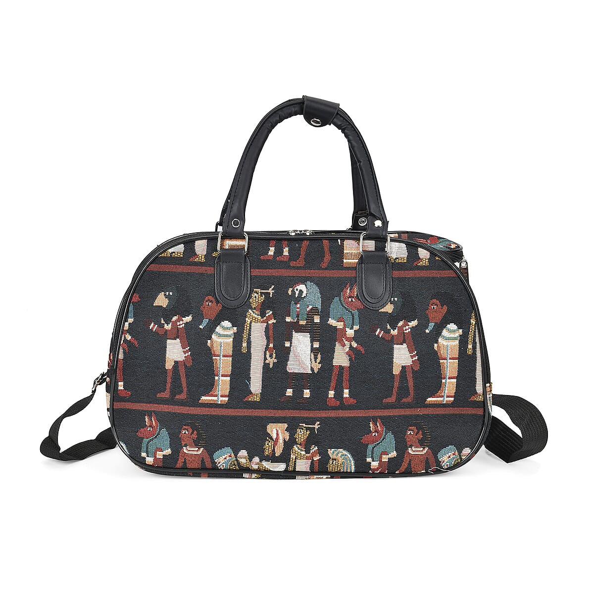 Set of 2 Greek Fresco Pattern Wheeled Duffel Travel Bag image number 6