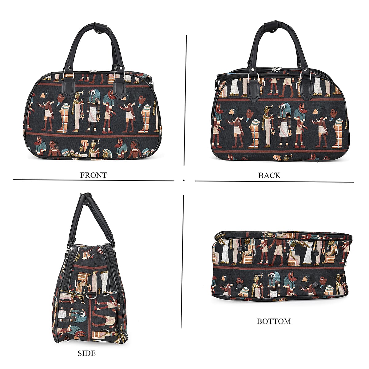 Set of 2 Greek Fresco Pattern Wheeled Duffel Travel Bag image number 7