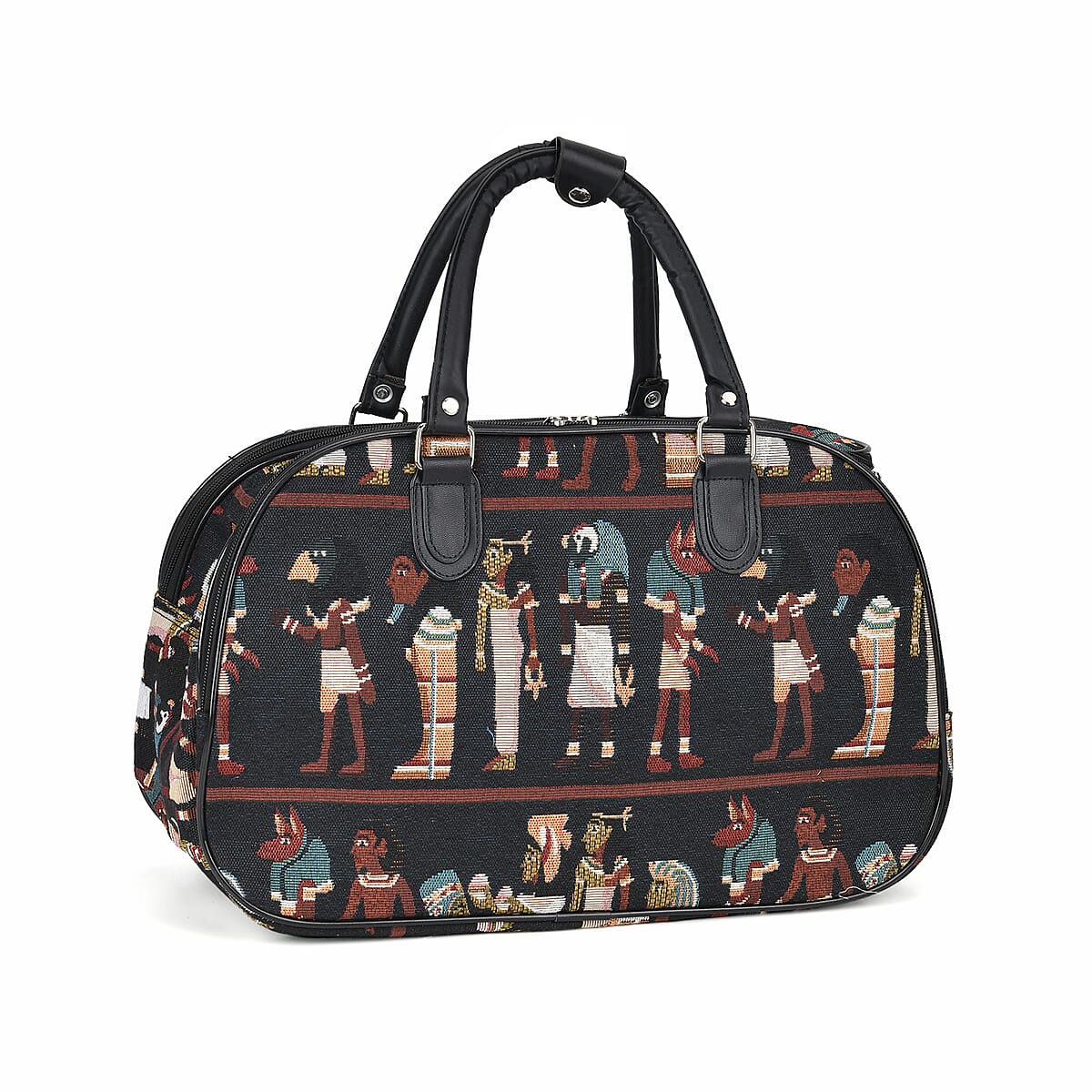 Set of 2 Greek Fresco Pattern Wheeled Duffel Travel Bag image number 8