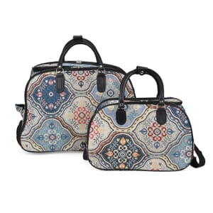 Set of 2 Geometric Pattern Wheeled Duffel Travel Bag