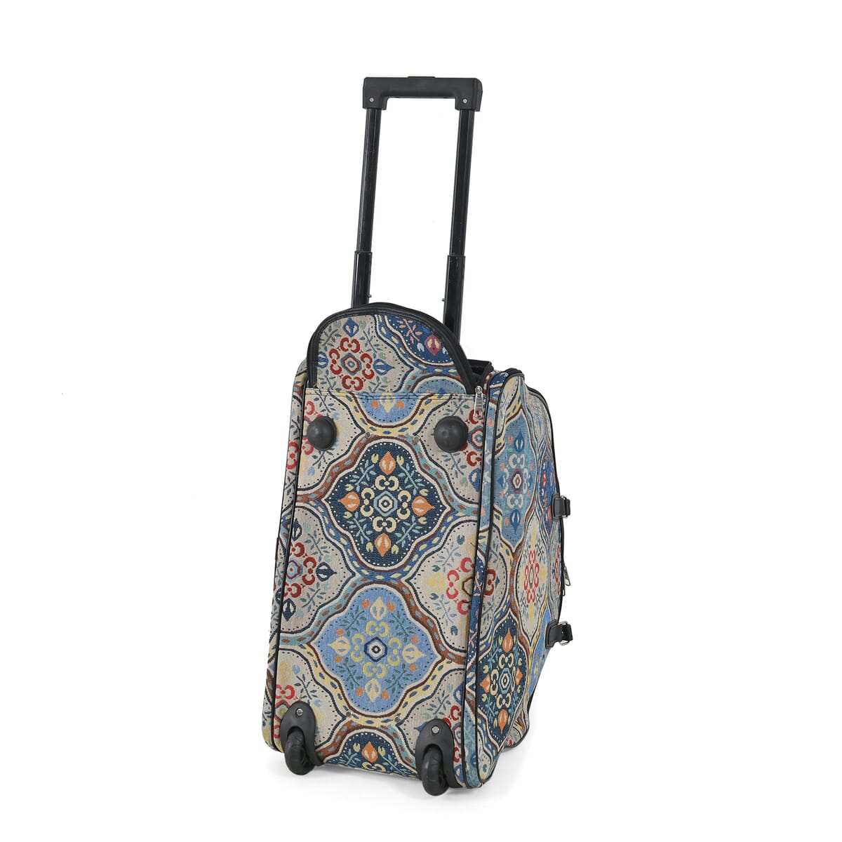 Set of 2 Geometric Pattern Wheeled Duffel Travel Bag image number 2