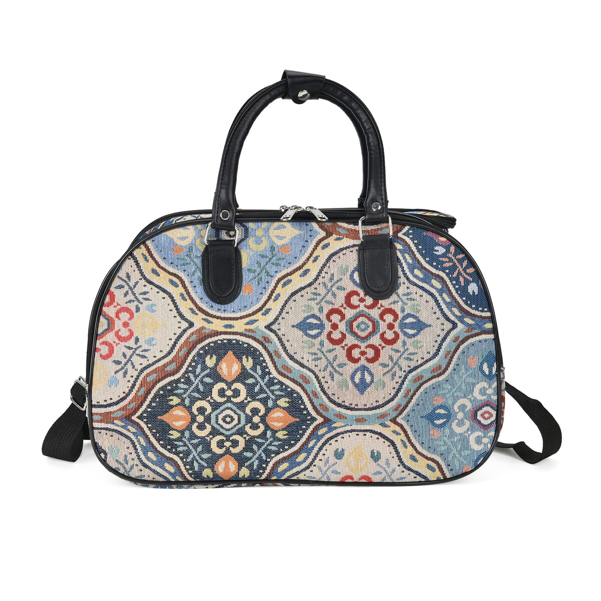 Set of 2 Geometric Pattern Wheeled Duffel Travel Bag image number 6