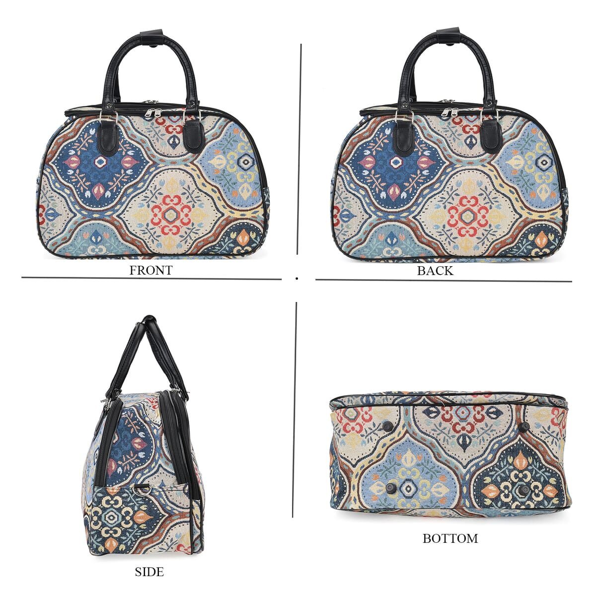Set of 2 Geometric Pattern Wheeled Duffel Travel Bag image number 7