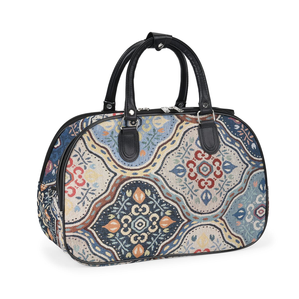 Set of 2 Geometric Pattern Wheeled Duffel Travel Bag image number 8
