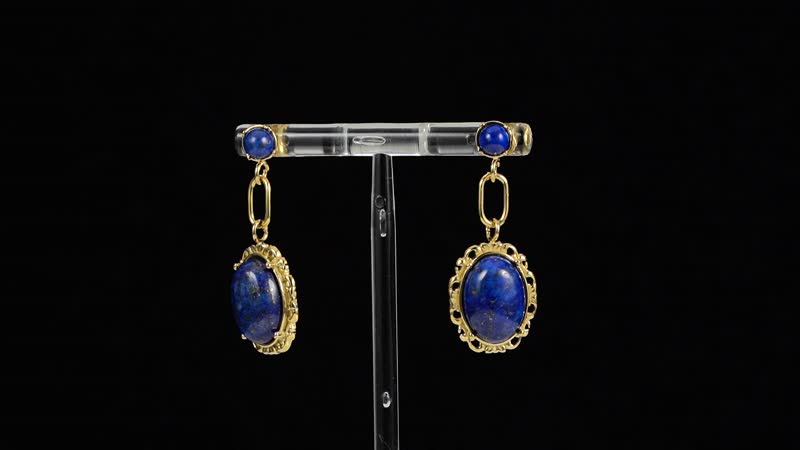 Lapis Lazuli Dangle Earrings ION Plated YG Stainless Steel 8.60 ctw