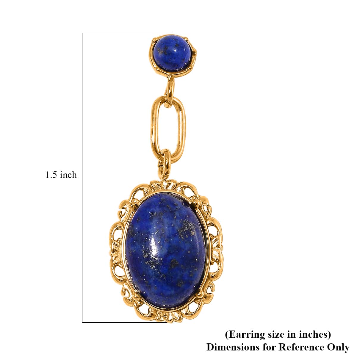 Lapis Lazuli 8.60 ctw Dangle Earrings ION Plated Yellow Gold Stainless Steel image number 5