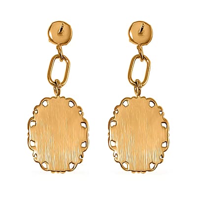 Lapis Lazuli 8.60 ctw Dangle Earrings ION Plated Yellow Gold Stainless Steel