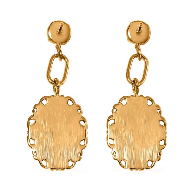 Lapis Lazuli 8.60 ctw Dangle Earrings ION Plated Yellow Gold Stainless Steel