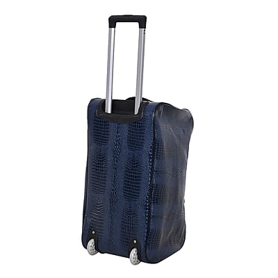 Passage Blue Crocodile Embossed Faux Leather Travel Bag with Adjustable Handle and Wheel (23.2x13.8x11.8)