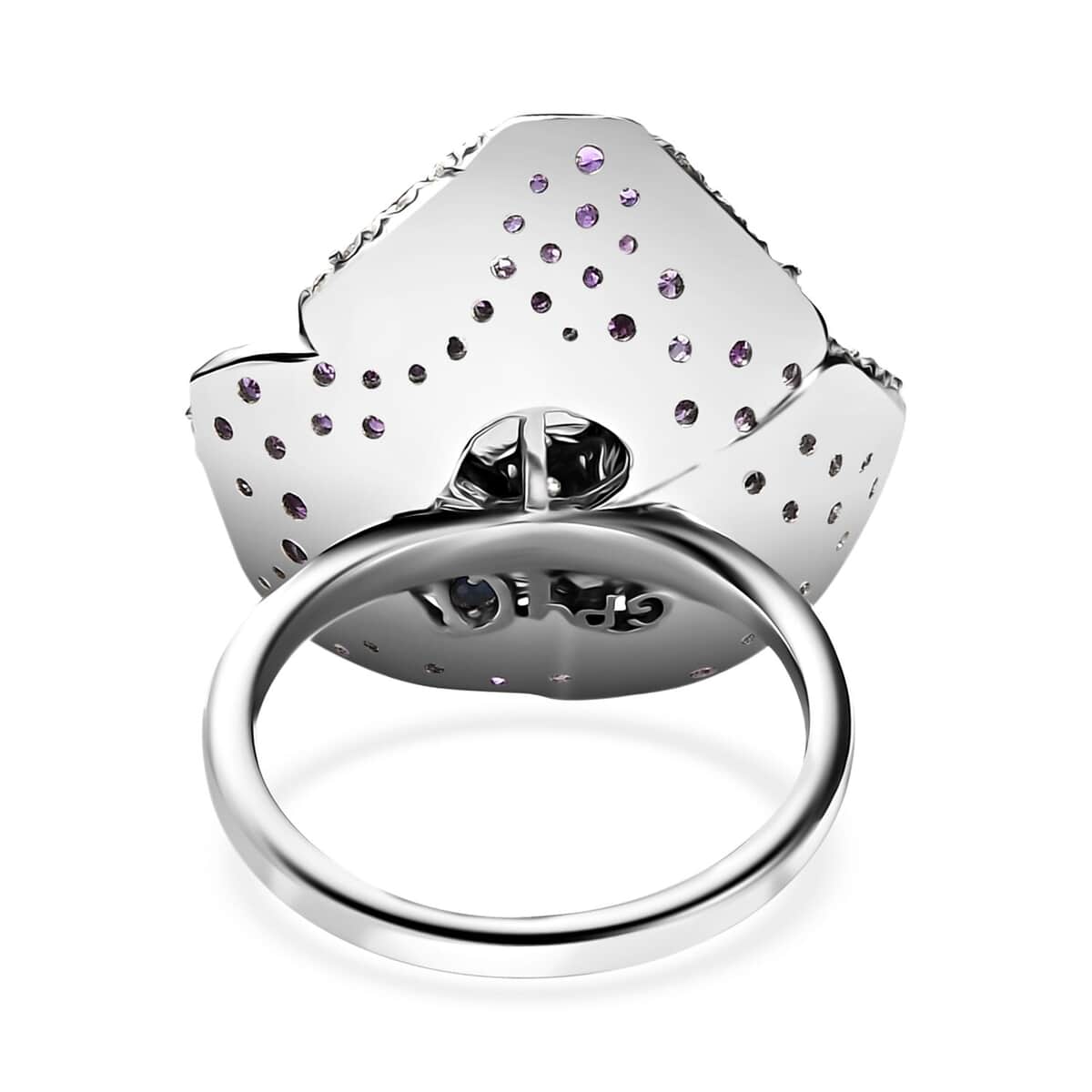 GP Italian Garden Collection African Amethyst, White Zircon Ring in Rhodium Over Sterling Silver (Size 10.0) 2.60 ctw image number 4