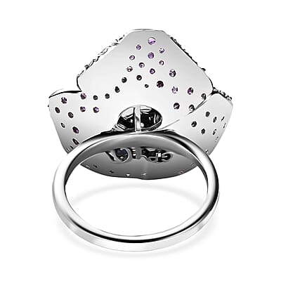 GP Italian Garden Collection African Amethyst and White Zircon 2.60 ctw Ring in Rhodium Over Sterling Silver (Size 10.0)
