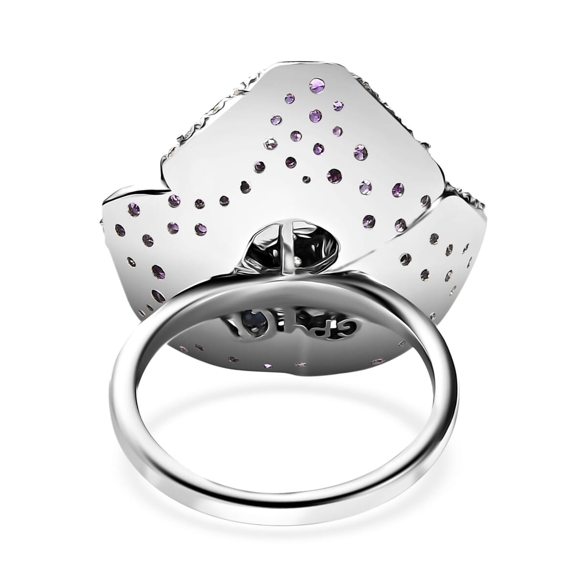 GP Italian Garden Collection African Amethyst and White Zircon 2.60 ctw Ring in Rhodium Over Sterling Silver (Size 9.0) image number 4