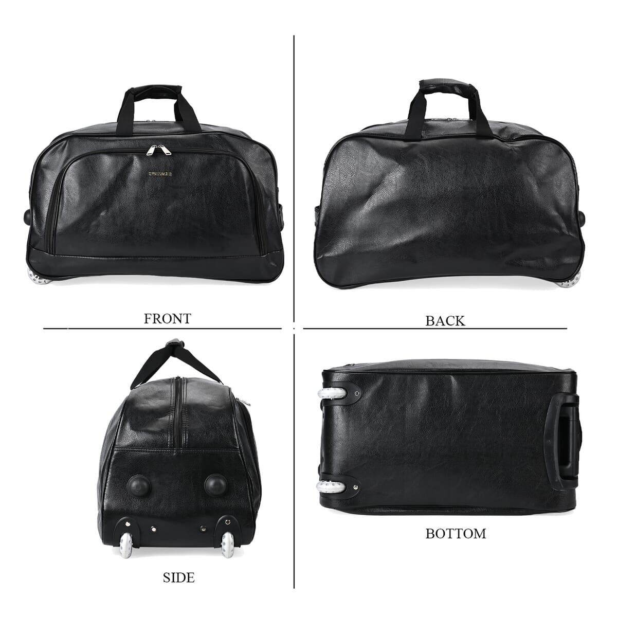Passage Dark Brown Faux Leather Travel Bag with Adjustable Handle and Wheel image number 4