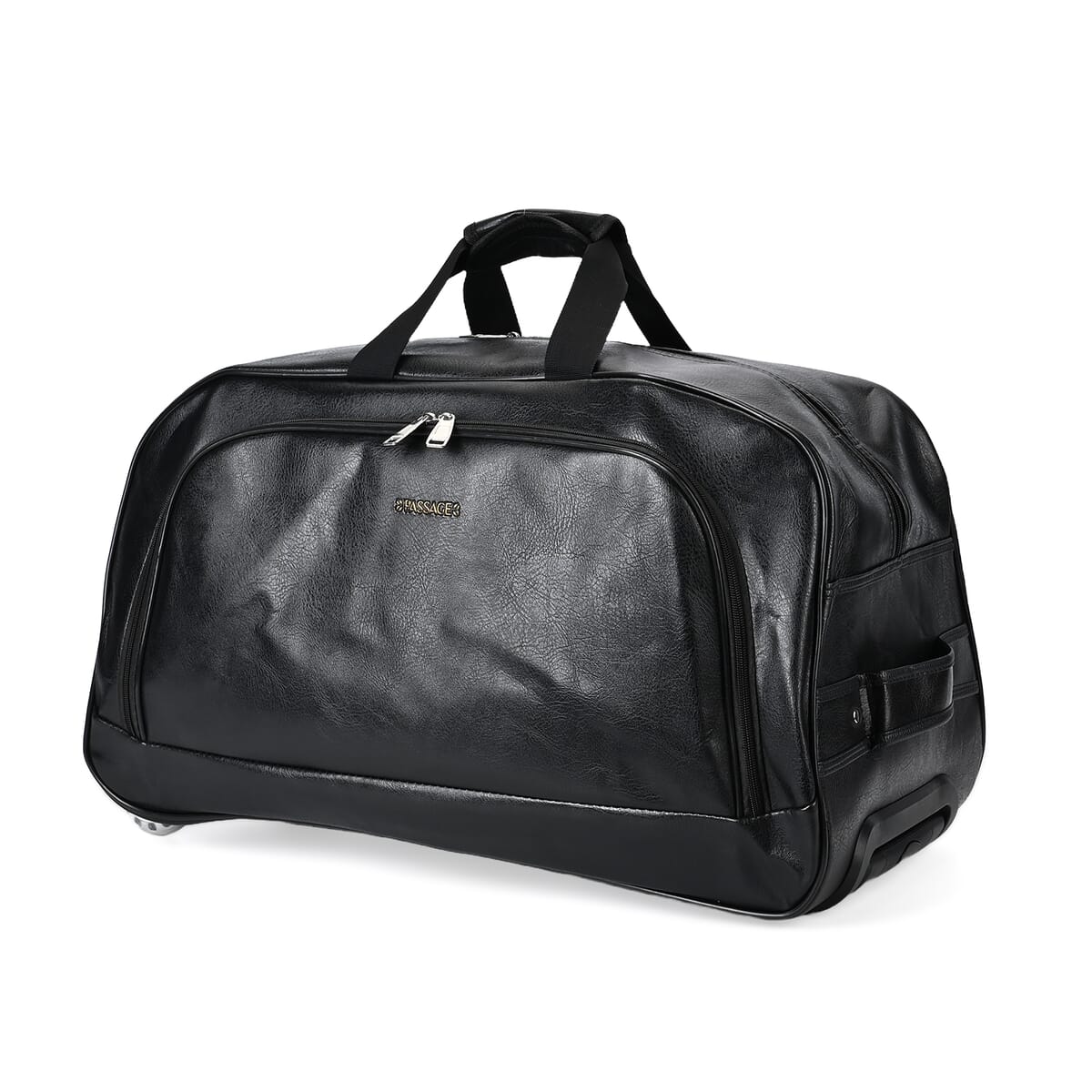 Passage Dark Brown Faux Leather Travel Bag with Adjustable Handle and Wheel image number 5