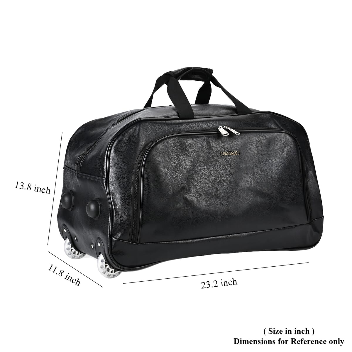Passage Dark Brown Faux Leather Travel Bag with Adjustable Handle and Wheel image number 7