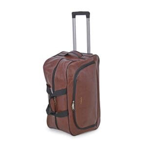 Passage Brown Faux Leather Travel Bag with Adjustable Handle and Wheel