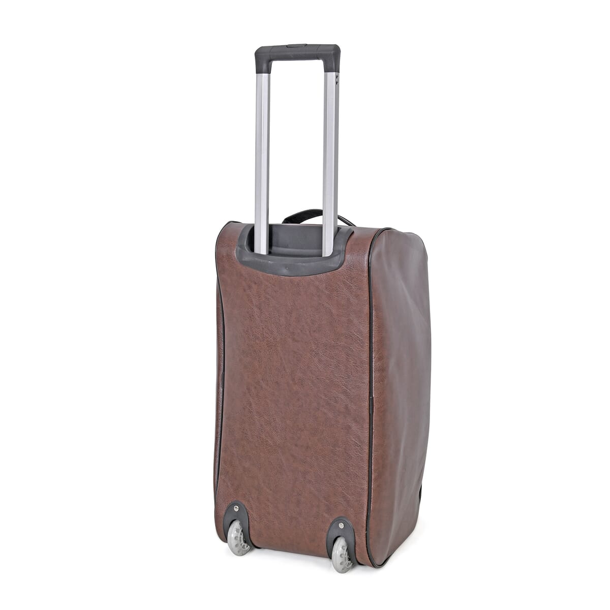 Passage Brown Faux Leather Travel Bag with Adjustable Handle and Wheel image number 3