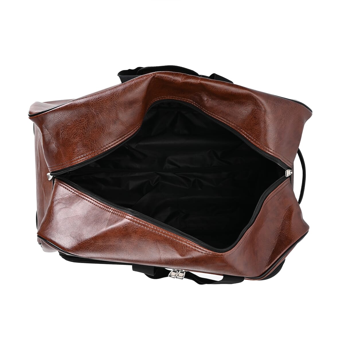 Passage Brown Faux Leather Travel Bag with Adjustable Handle and Wheel image number 5