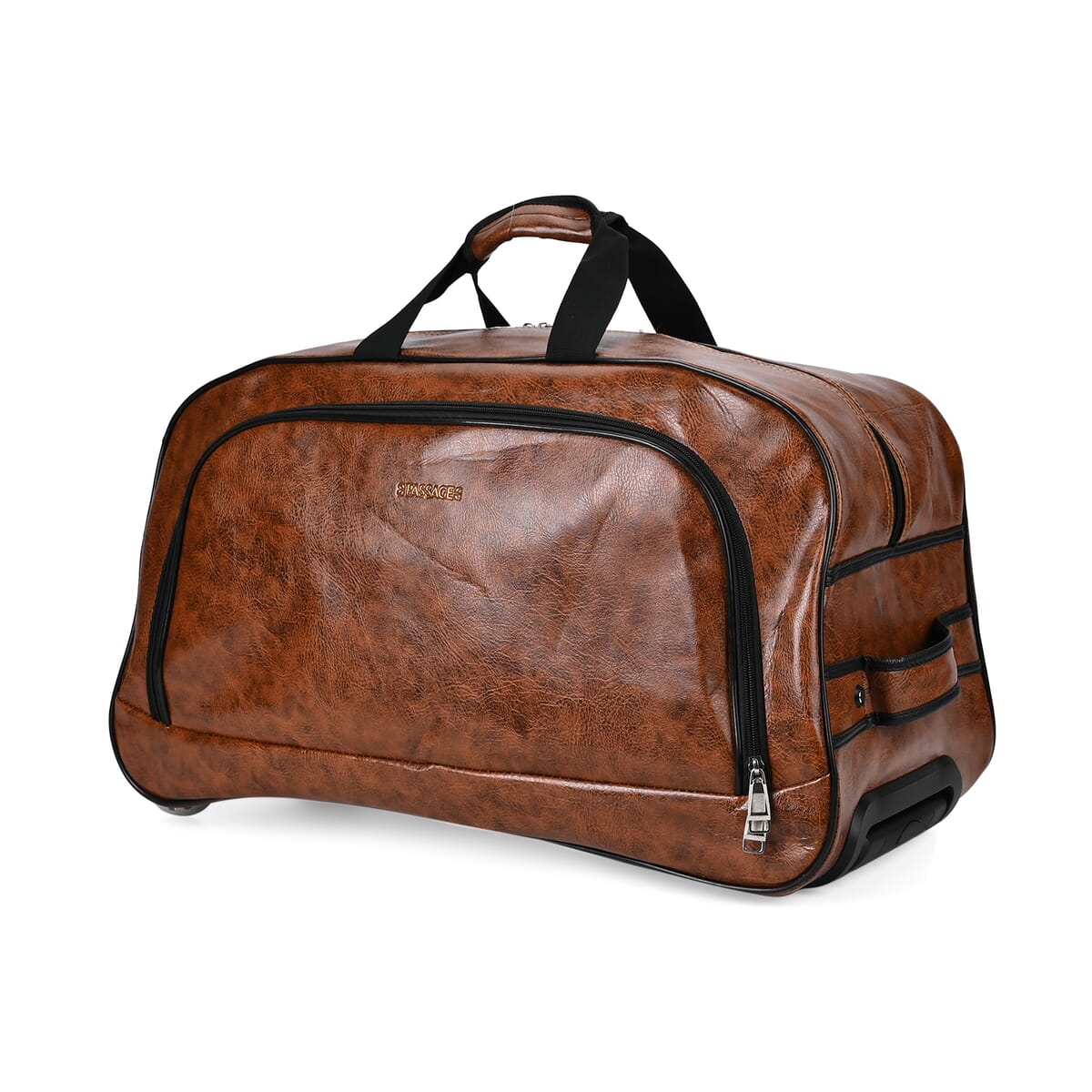 Passage Coffee Faux Leather Travel Bag with Adjustable Handle and Wheel image number 5
