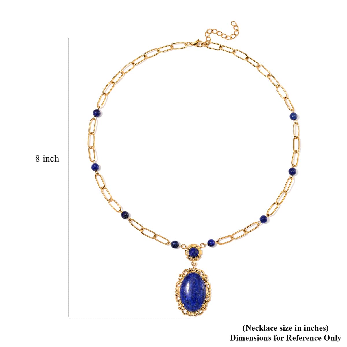 Lapis Lazuli 14.00 ctw Necklace in ION Plated Yellow Gold Stainless Steel 20-22 Inches image number 4