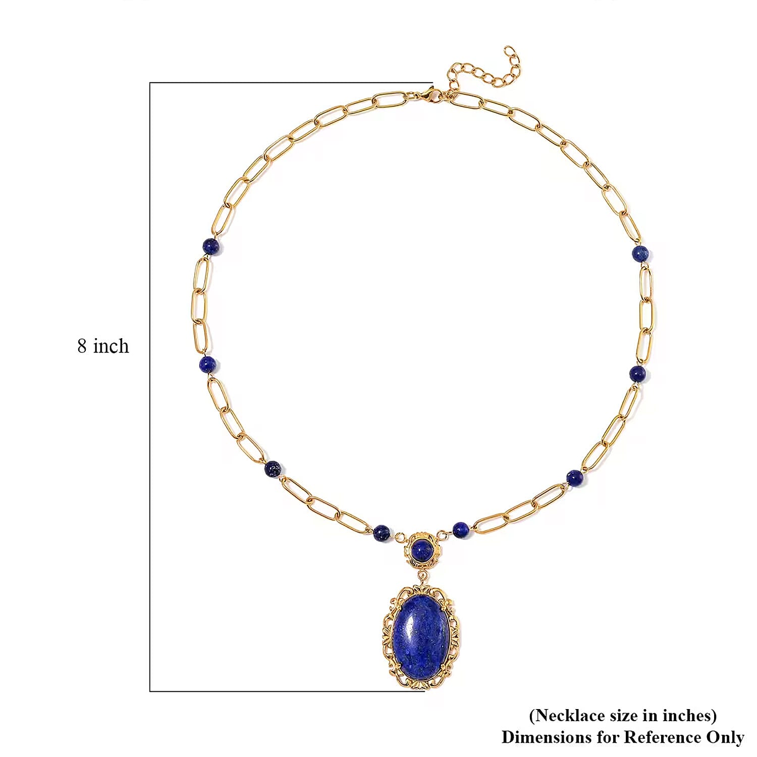 Lapis Lazuli 14.00 ctw Necklace in ION Plated Yellow Gold Stainless Steel 20-22 Inches