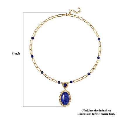 Lapis Lazuli 14.00 ctw Necklace in ION Plated Yellow Gold Stainless Steel 20-22 Inches