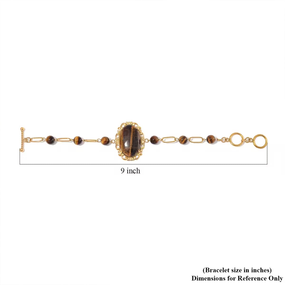 Yellow Tigers Eye 13.00 ctw Bracelet in ION Plated YG Stainless Steel (7.50-9.0In) image number 7
