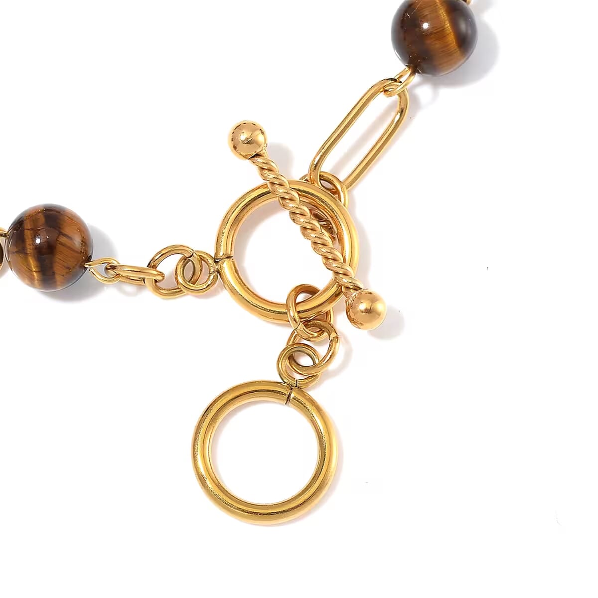 Yellow Tigers Eye 13.00 ctw Bracelet in ION Plated YG Stainless Steel (7.50-9.0In) image number 8