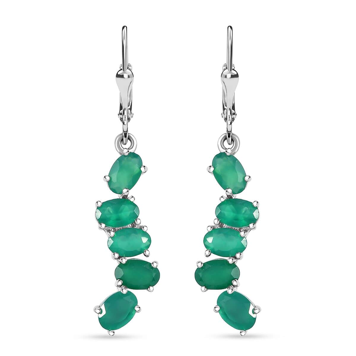 Verde Onyx 4.30 ctw Cascade of Dew Earrings in Rhodium Over Sterling Silver image number 0