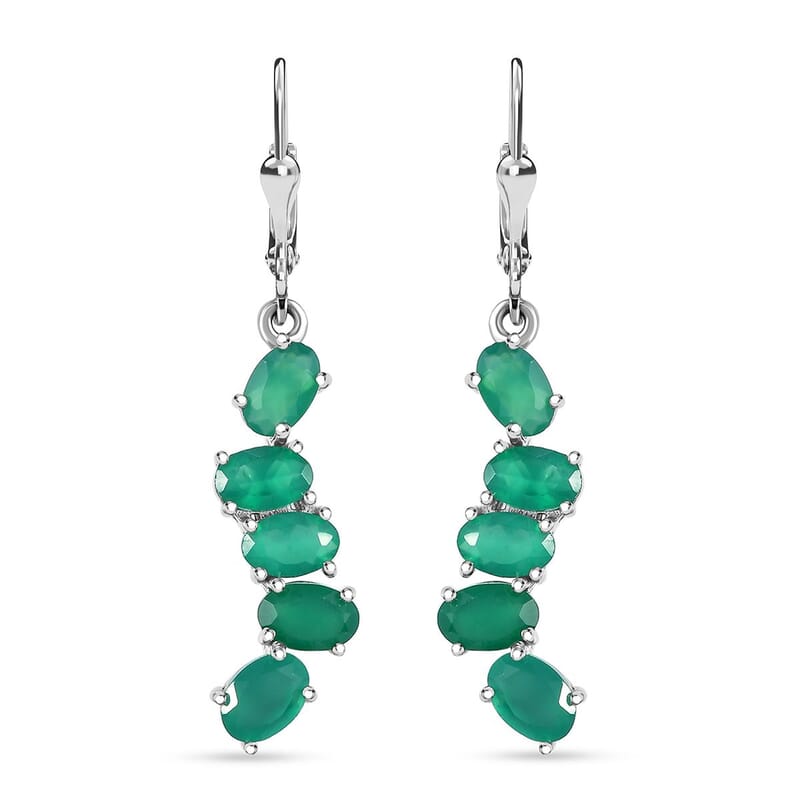 Verde Onyx 4.30 ctw Cascade of Dew Earrings in Rhodium Over Sterling Silver